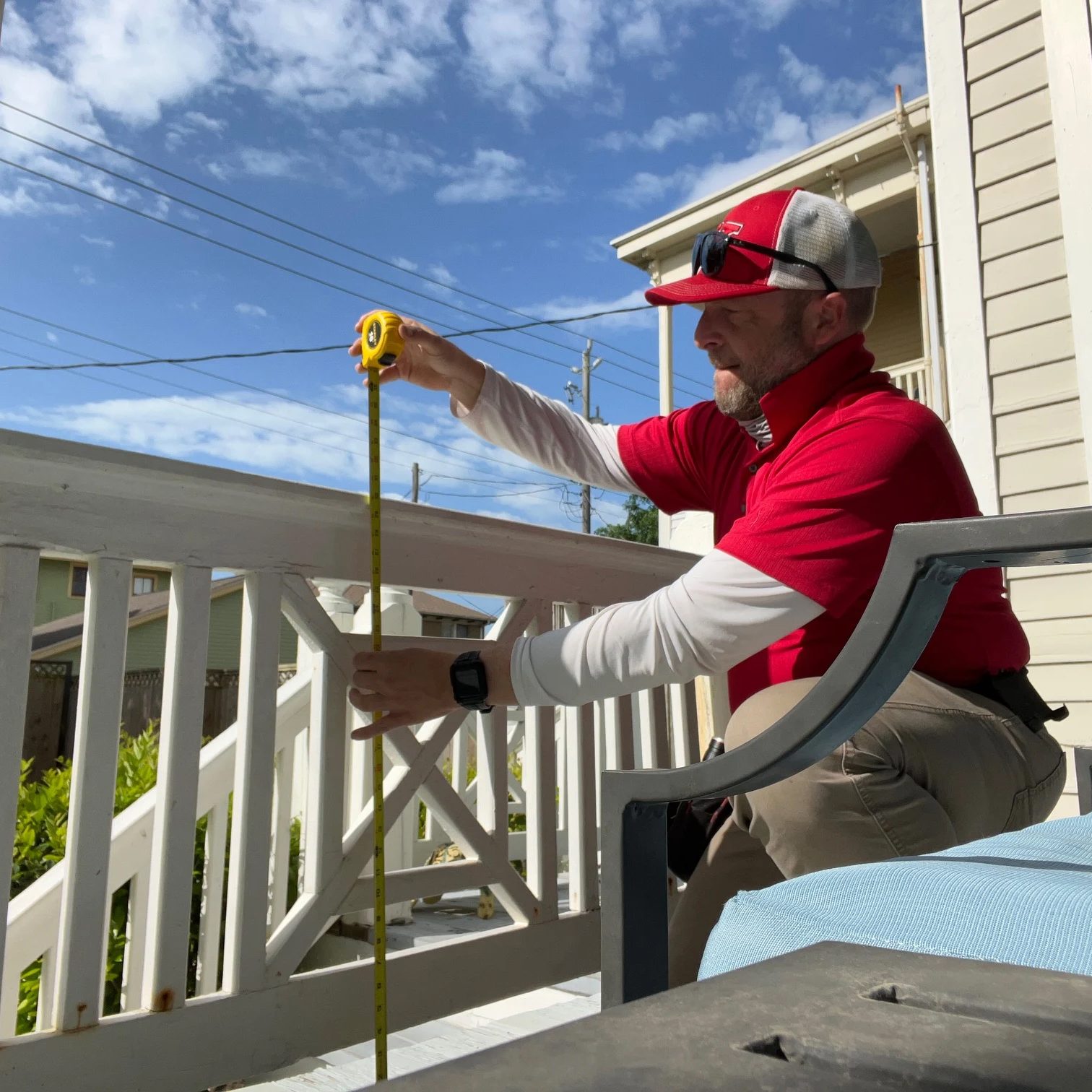 Matthew Farragher doing a house inspection in Galveston